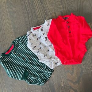 Carter’s Holiday Thermal Long Sleeve Bodysuits Pack of 3 - 3M